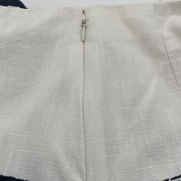 J.Crew Horizontal Navy & White Brushstroke Striped Cotton Mini Skirt Sz 4 - Picture 3 of 6